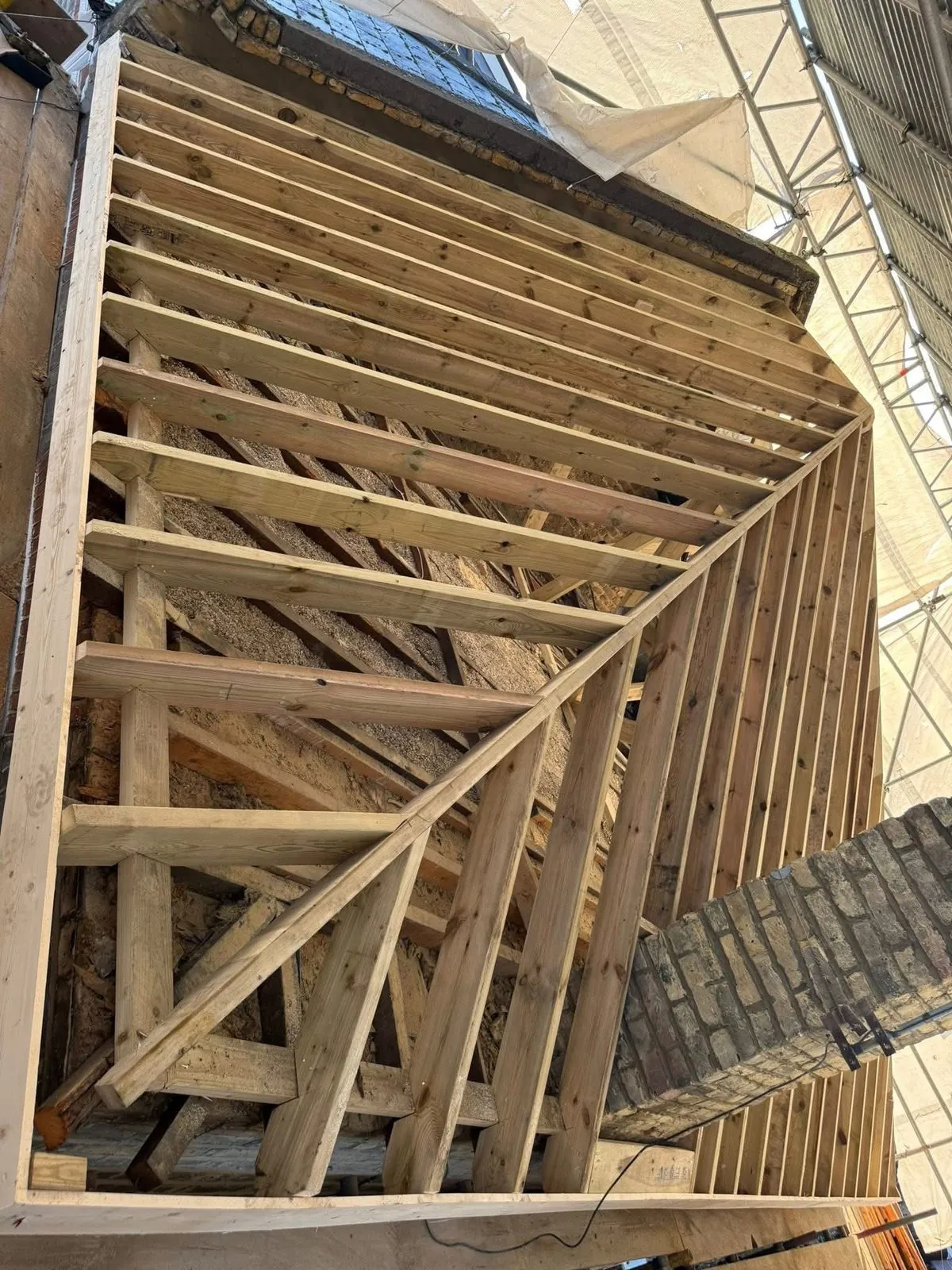 New roof timbers and rafters during a re-roof in Ilfracombe